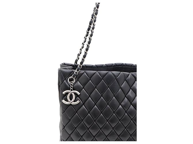 Chanel Borsa Shopper e Borsa a Spalla in Pelle di Agnello Bubble Nero - vista 4