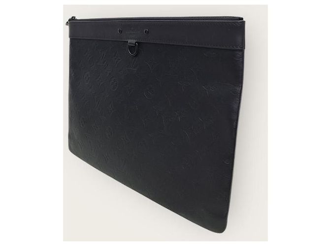 Louis Vuitton Pochette Black Monogram Shadow Clutch Bag Nero - vista 2