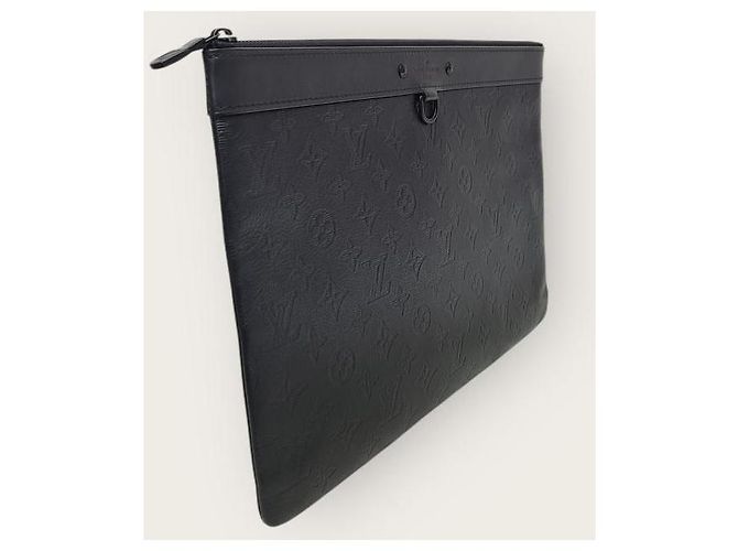 Louis Vuitton Pochette Black Monogram Shadow Clutch Bag Nero - vista 3