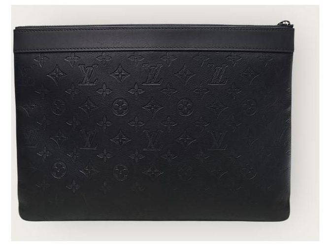 Louis Vuitton Pochette Black Monogram Shadow Clutch Bag Nero - vista 5