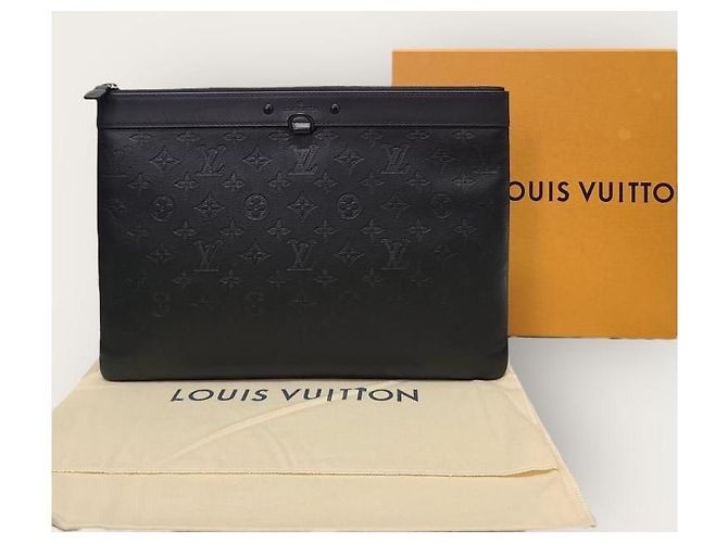 Louis Vuitton Pochette Black Monogram Shadow Clutch Bag Nero - vista 6