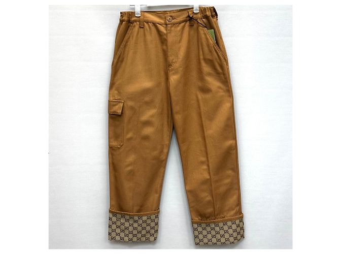 Gucci Pantaloni in tela con risvolto GG Denim Marrone - vista 2