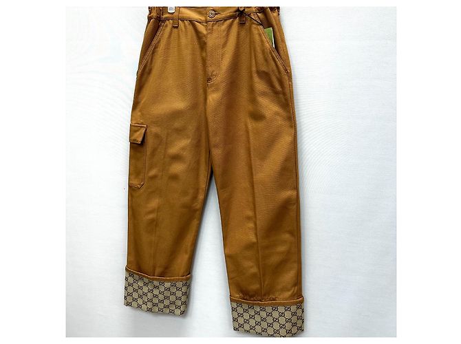 Gucci Pantaloni in tela con risvolto GG Denim Marrone - vista 4