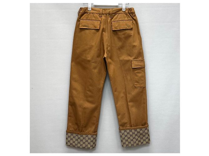 Gucci Pantaloni in tela con risvolto GG Denim Marrone - vista 5