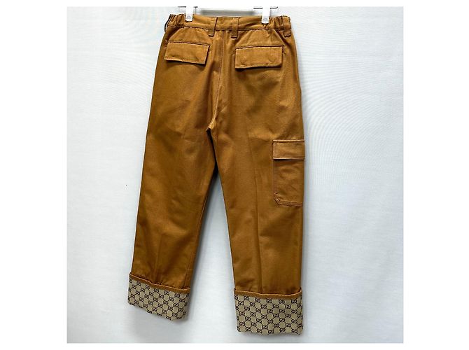 Gucci Pantaloni in tela con risvolto GG Denim Marrone - vista 6