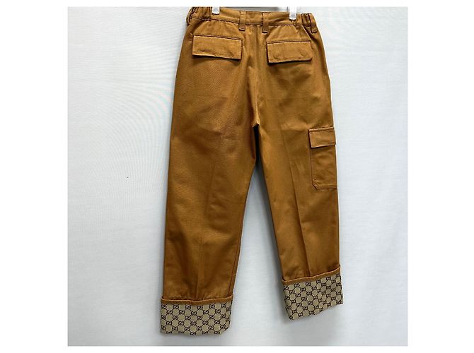 Gucci Pantaloni in tela con risvolto GG Denim Marrone - vista 7