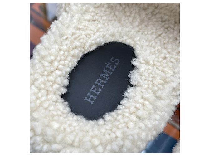 Hermès Sandali Cipre in shearling nero Multicolore - vista 6