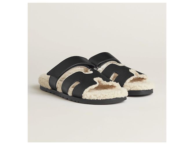 Hermès Sandali Cipre in shearling nero Multicolore - vista 9