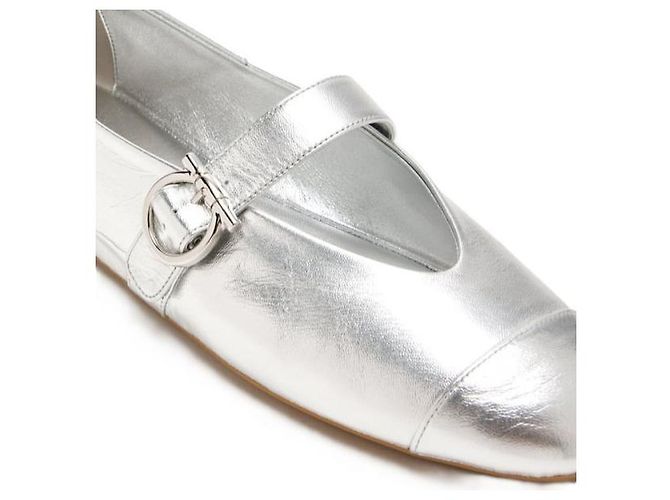 Salvatore Ferragamo Ballerine Gancini Argento - vista 4