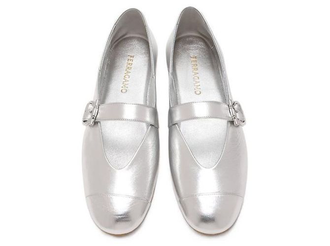 Salvatore Ferragamo Ballerine Gancini Argento - vista 6