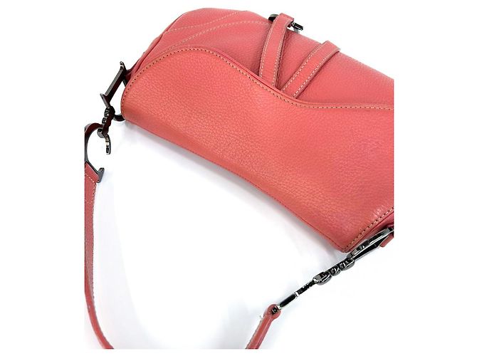 Dior Borsa a tracolla saddle in pelle rosa - vista 6