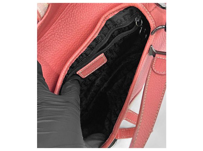 Dior Borsa a tracolla saddle in pelle rosa - vista 7