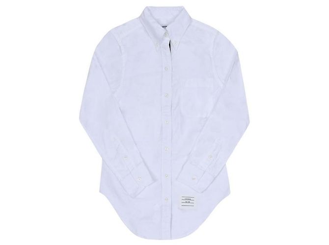 Thom Browne Camicia in popeline di grosgrain con righe nascoste da donna Bianco - vista 3