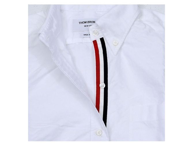 Thom Browne Camicia in popeline di grosgrain con righe nascoste da donna Bianco - vista 7