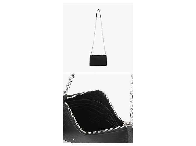 Maison Martin Margiela Borsa a tracolla WOC in pelle granulata con cuciture Nero - vista 9