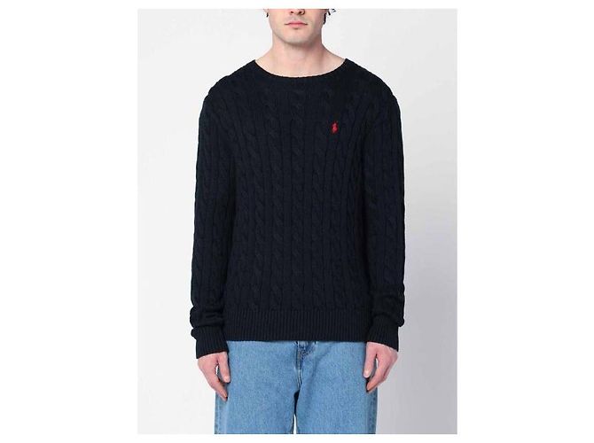 Ralph Lauren Zopfstrick mit Pony-Logo Blau - Ansicht 4