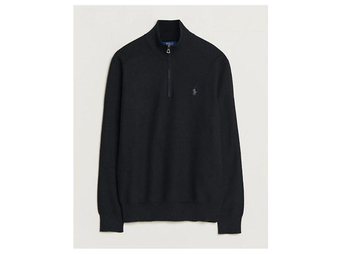 Ralph Lauren Strickpullover mit halbem Reißverschluss und Pony-Logo Schwarz - Ansicht 5
