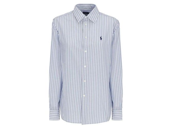 Ralph Lauren Camicia in cotone e lino a righe Classic Fit Blu - vista 4