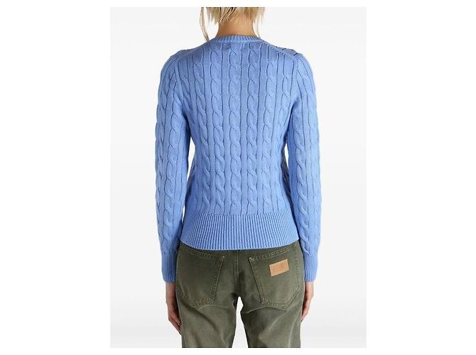 Ralph Lauren Strickjacke aus Baumwolle mit Zopfmuster und Pony-Logo-Stickerei Blau - Ansicht 5