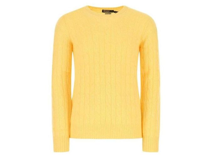 Ralph Lauren Suéter de cashmere icônico em tricô de tranças Amarelo - vista 4
