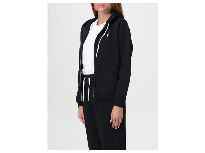 Ralph Lauren Moletom com capuz e zíper com logo Pony Preto - vista 6