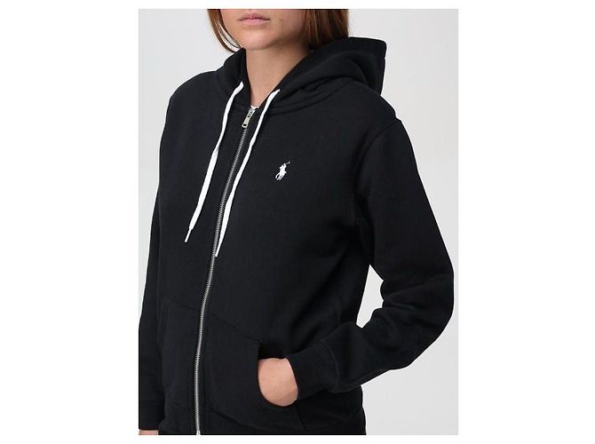 Ralph Lauren Moletom com capuz e zíper com logo Pony Preto - vista 7