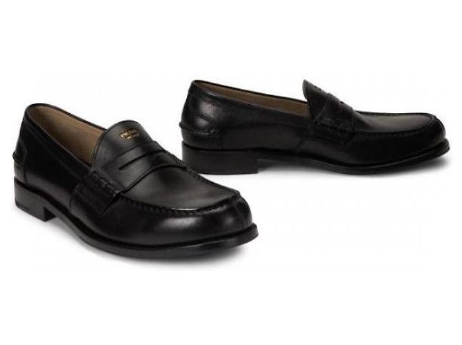 Prada Mocassino in pelle con logo lettering - vista 6