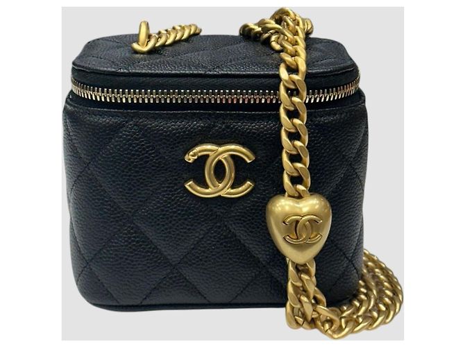 Chanel Vanity Square Caviar Heartball Black Nero - vista 10