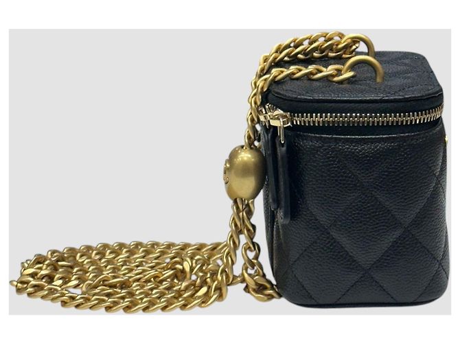 Chanel Vanity Square Caviar Heartball Black Nero - vista 4