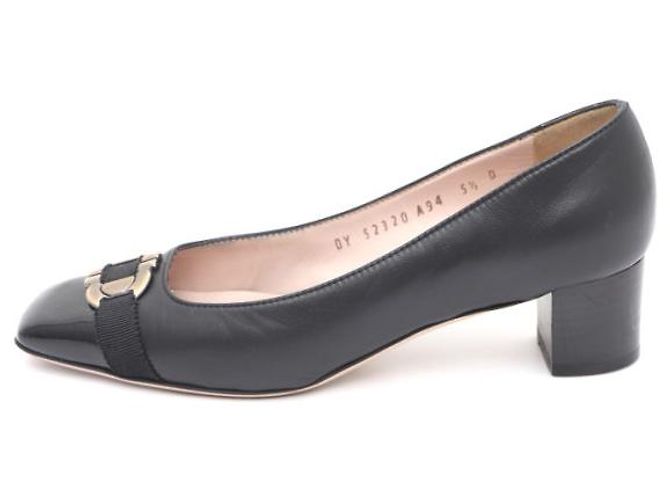 Salvatore Ferragamo Tacones de cuero Gancini patentado Negro - vista 8