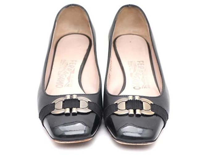 Salvatore Ferragamo Tacones de cuero Gancini patentado Negro - vista 9