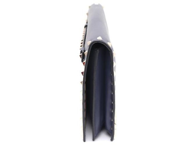 Valentino Clutch Rockstud con patta dorata Blu - vista 12