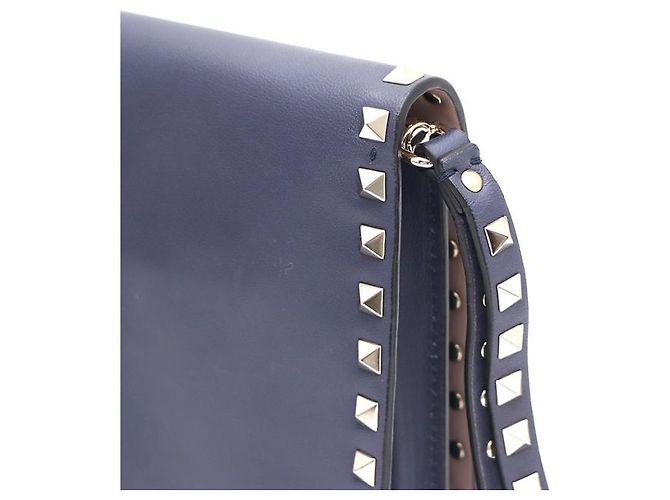 Valentino Clutch Rockstud con patta dorata Blu - vista 14