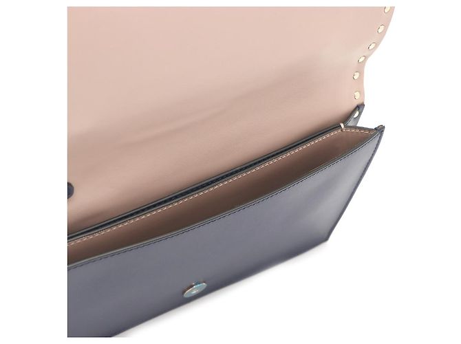 Valentino Clutch Rockstud con patta dorata Blu - vista 18
