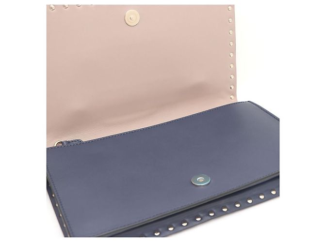 Valentino Clutch Rockstud con patta dorata Blu - vista 8