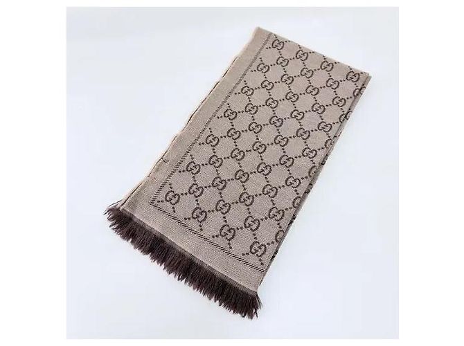 Gucci Strickschal mit GG-Logo-Jacquard Braun - Ansicht 3