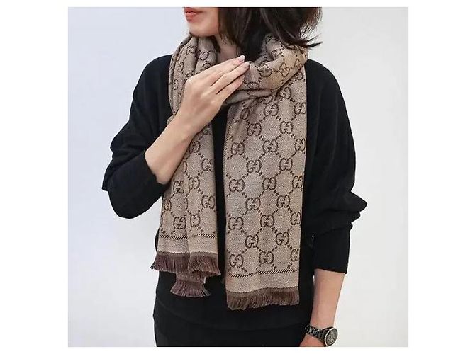 Gucci Strickschal mit GG-Logo-Jacquard Braun - Ansicht 6