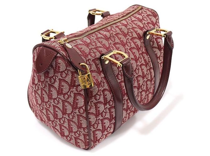Dior Bolsa Tote Trotter Boston em jacquard Oblique vermelho com detalhes dourados - vista 2