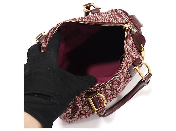 Dior Bolsa Tote Trotter Boston em jacquard Oblique vermelho com detalhes dourados - vista 3