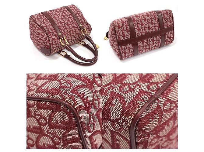 Dior Bolsa Tote Trotter Boston em jacquard Oblique vermelho com detalhes dourados - vista 4