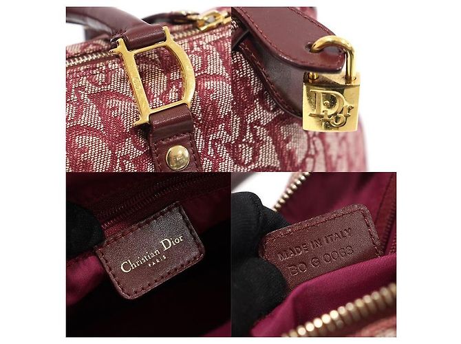 Dior Bolsa Tote Trotter Boston em jacquard Oblique vermelho com detalhes dourados - vista 7
