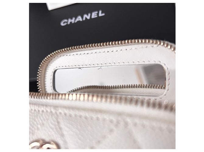Chanel Borsa a tracolla Vanity White Caviar con catena Bianco - vista 6