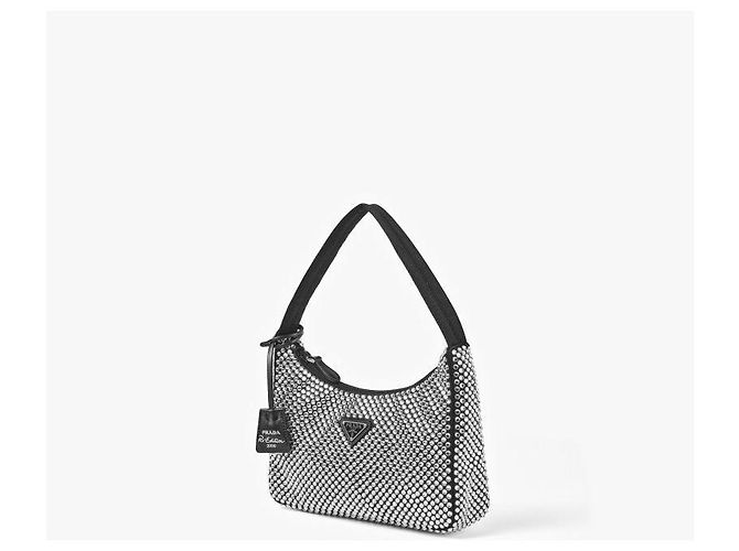 Prada Mini borsa a tracolla da donna in raso di cristallo con logo - vista 5