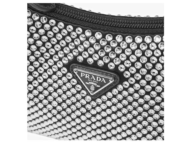 Prada Mini borsa a tracolla da donna in raso di cristallo con logo - vista 8