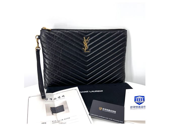 Saint Laurent Matelassé Clutch Bag Medium Schwarz - Ansicht 4
