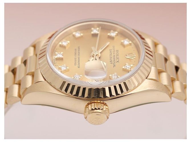 Rolex Orologio Datejust da donna in oro con quadrante in oro e dieci diamanti originali D'oro - vista 12