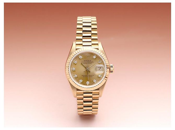 Rolex Orologio Datejust da donna in oro con quadrante in oro e dieci diamanti originali D'oro - vista 15