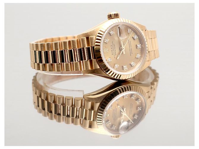 Rolex Orologio Datejust da donna in oro con quadrante in oro e dieci diamanti originali D'oro - vista 16