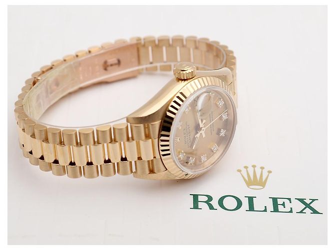 Rolex Orologio Datejust da donna in oro con quadrante in oro e dieci diamanti originali D'oro - vista 20