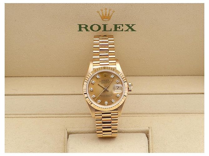Rolex Orologio Datejust da donna in oro con quadrante in oro e dieci diamanti originali D'oro - vista 21